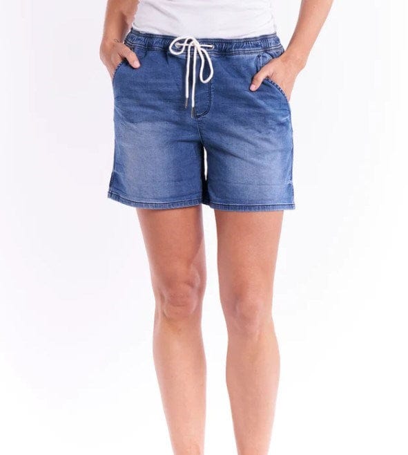 Load image into Gallery viewer, Betty Basics Womens Debbie Stretchy Denim Jogger Shorts
