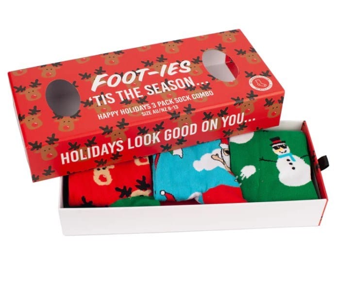 Load image into Gallery viewer, Fooot-Ies Holiday Holidays 3 Pack Gift Box
