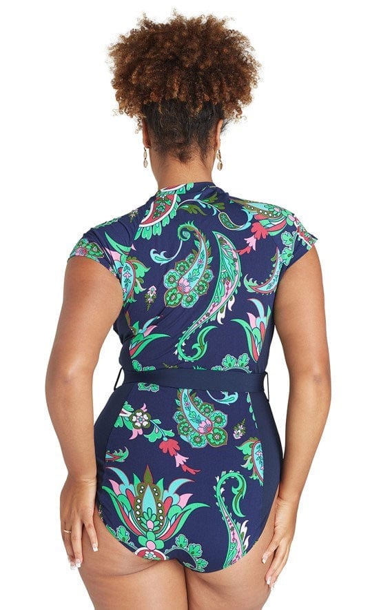 Load image into Gallery viewer, Genevieve Swimwear Womens Short Sleeve Scuba Suit Mastectomy

