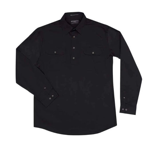 Just Country Mens Cameron 1/2 Button-Black