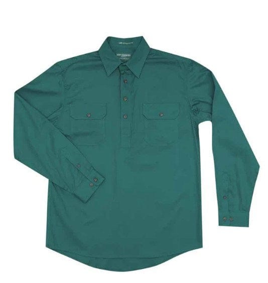 Just Country Mens Cameron 1/2 Button-Dark Green