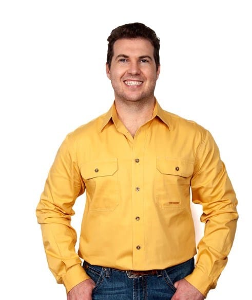 Just Country Mens Evan Full Button-Mustard