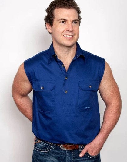 Load image into Gallery viewer, Just Country Mens Jack  1/2 Button Sleeveless-Cobalt
