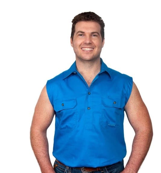 Just Country Mens Jack  1/2 Button Sleeveless-BlueJewel