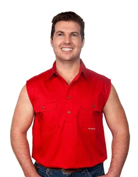 Load image into Gallery viewer, Just Country Mens Jack  1/2 Button Sleeveless-Chilli
