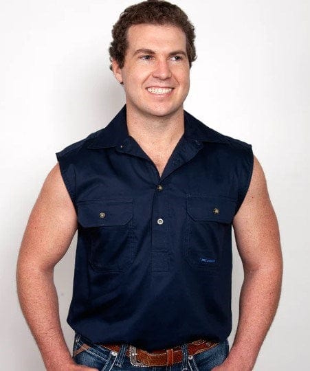 Load image into Gallery viewer, Just Country Mens Jack  1/2 Button Sleeveless-Navy
