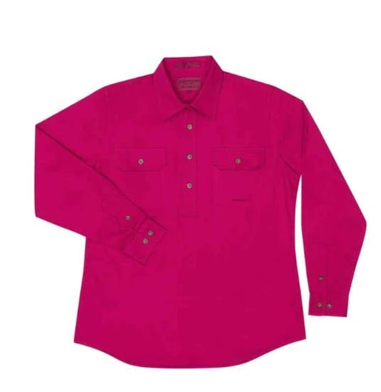 Just Country Womens Jahna 1/2 Button-Magenta