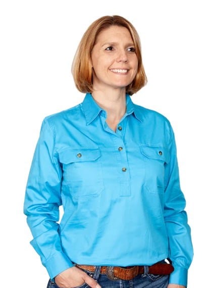 Just Country Womens Jahna 1/2 Button-Sky
