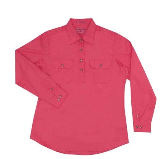 Just Country Womens Jahna 1/2 Button-Hot Pink