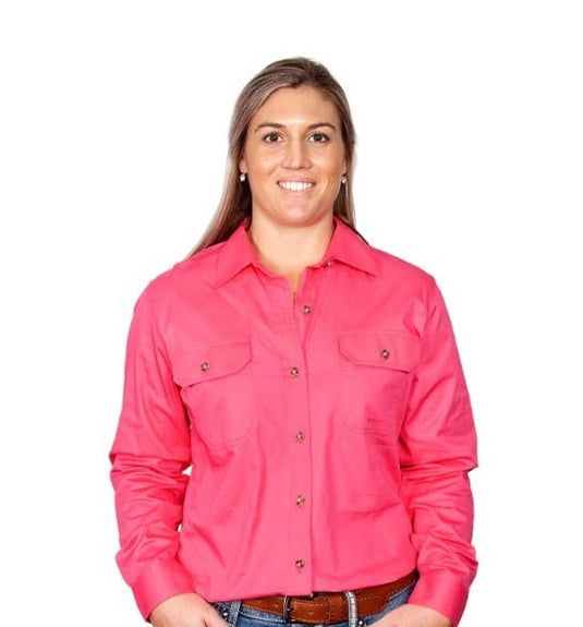 Just Country Womens Brooke Full Button-Hot Pink