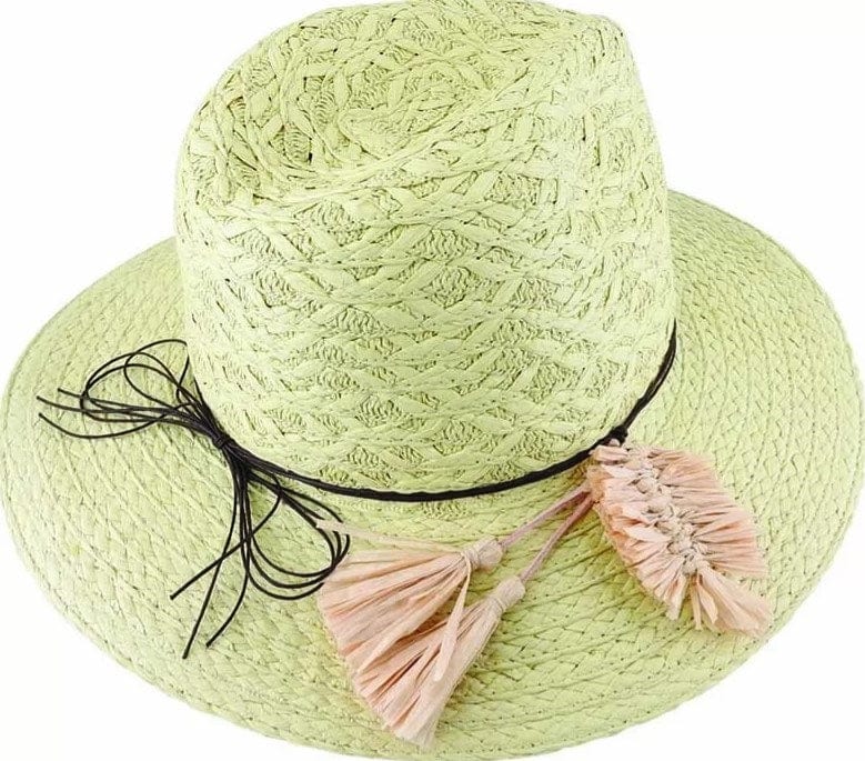 Load image into Gallery viewer, Avenel Hats Womens Braided Fedora Wax Cords &amp; Paper Feather Trim
