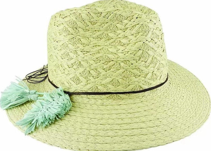 Avenel Hats Womens Braided Fedora Wax Cords & Paper Feather Trim