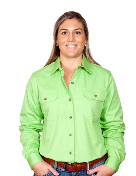 Just Country Womens Brooke Full Button-Lime Green