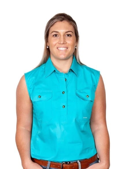 Load image into Gallery viewer, Just Country Womens Kerry 1/2 Button Sleeveless-Turquoise
