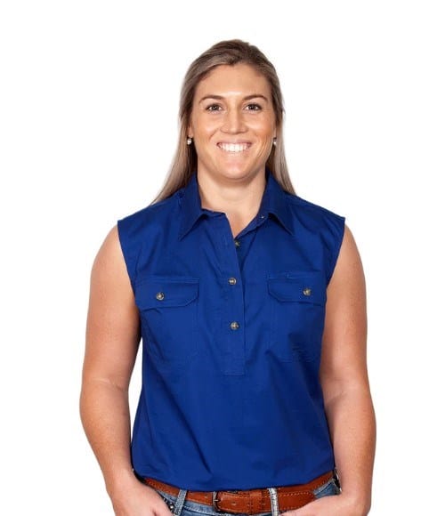 Load image into Gallery viewer, Just Country Womens Kerry 1/2 Button Sleeveless-Cobalt
