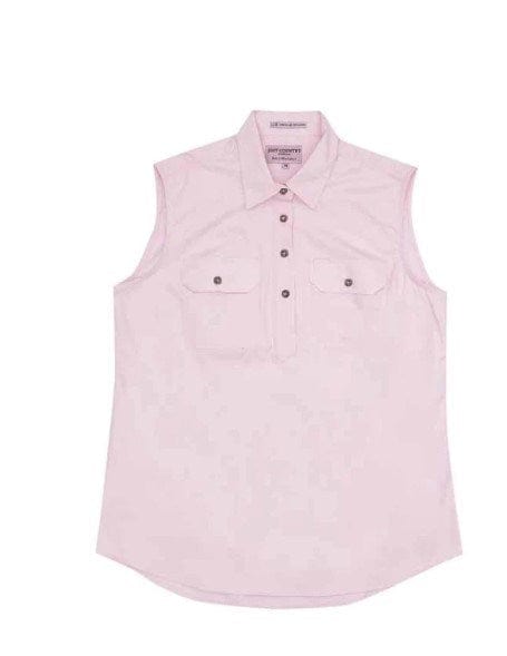 Just Country Womens Kerry 1/2 Button Sleeveless-Pink