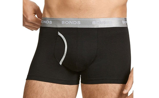 Bonds Men's Stripe Guyfront Trunk - Black & Grey