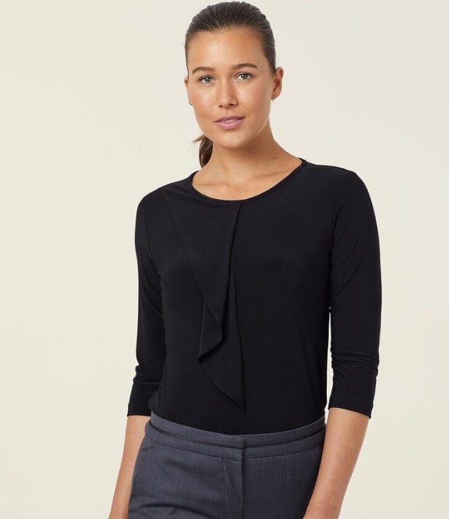 Load image into Gallery viewer, NNT Womens Soft Jersey 3/4 Round Neck T-Top With Drape Detail
