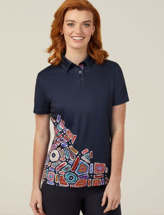 NNT Womens Water Dreaming Indigenous Print Polo