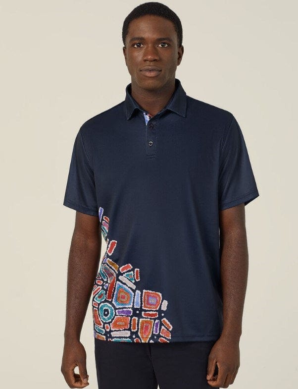 Load image into Gallery viewer, NNT Mens Water Dreaming Indigenous Print Polo
