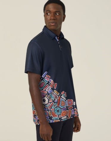 Load image into Gallery viewer, NNT Mens Water Dreaming Indigenous Print Polo
