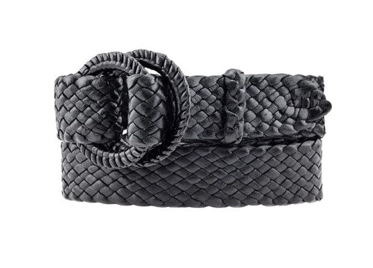 Badgery Belts Womens Saddler- Kangaroo Plaited Leather Ring Belt (32mm Wide)