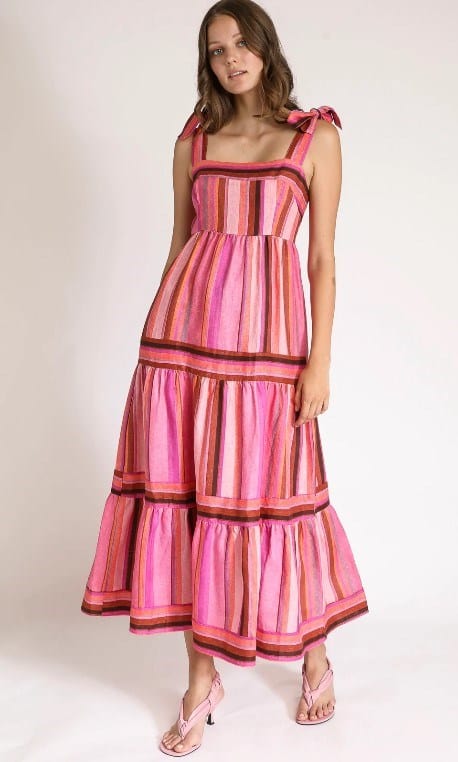 Load image into Gallery viewer, Kachel Womens AVA Striped Maxi Dress
