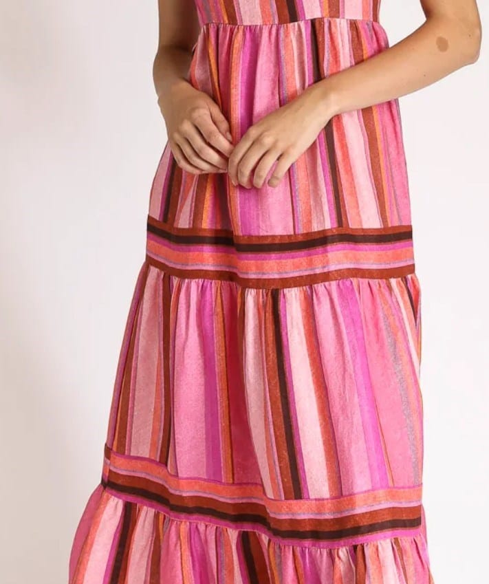 Load image into Gallery viewer, Kachel Womens AVA Striped Maxi Dress
