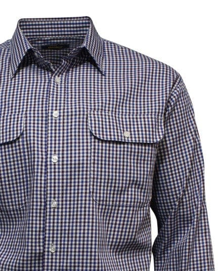 Load image into Gallery viewer, Bisley Mens Winterweight Brushed Large Check Navy Shirt
