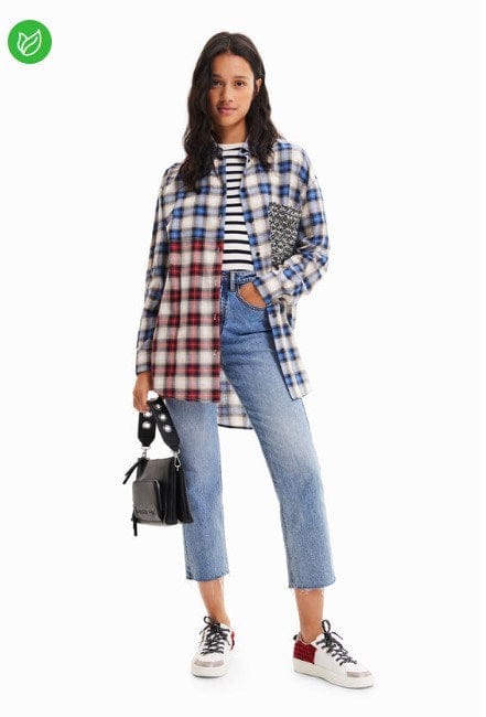 Load image into Gallery viewer, Desigual Womens Patchwork Plaid Shirt
