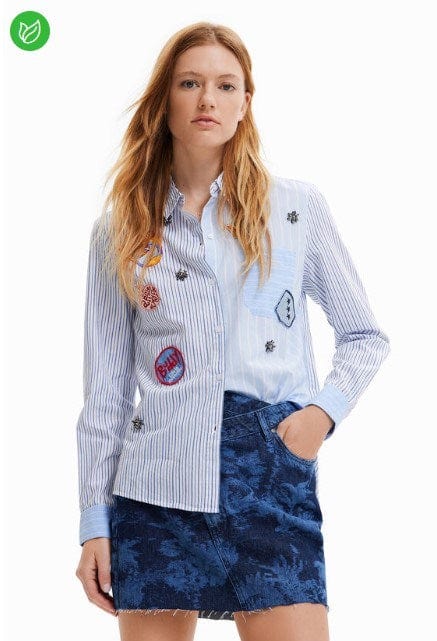 Load image into Gallery viewer, Desigual Womens Striped Shirt With College Patches
