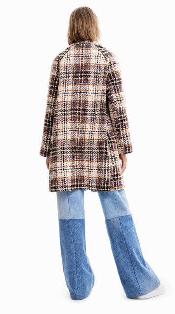 Load image into Gallery viewer, Desigual Womens Long Tartan Double Breasted Coat
