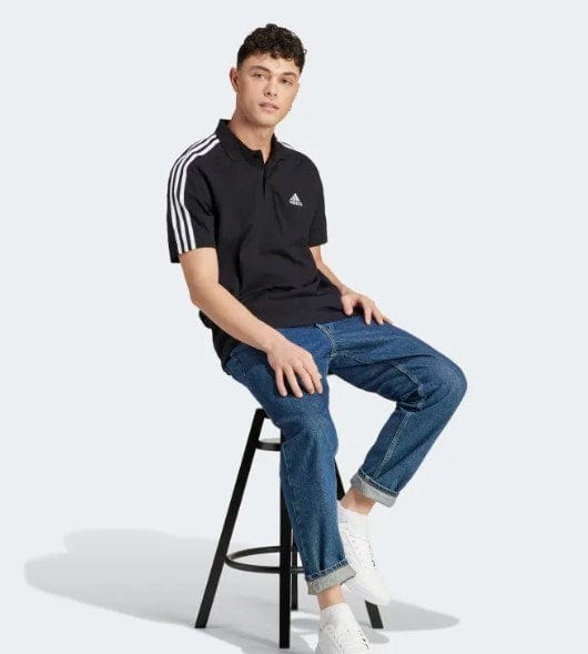 Load image into Gallery viewer, Adidas Mens Essential Poque Embroidered Small Logo 3 Stripe Polo Shirt
