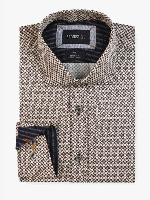 Brooksfield Mens Premium Print Shirt