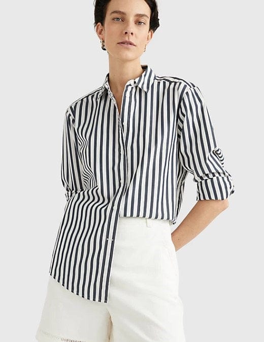 Load image into Gallery viewer, Tommy Hilfiger Womens Collection Stripe Relaxed Fit Shirt
