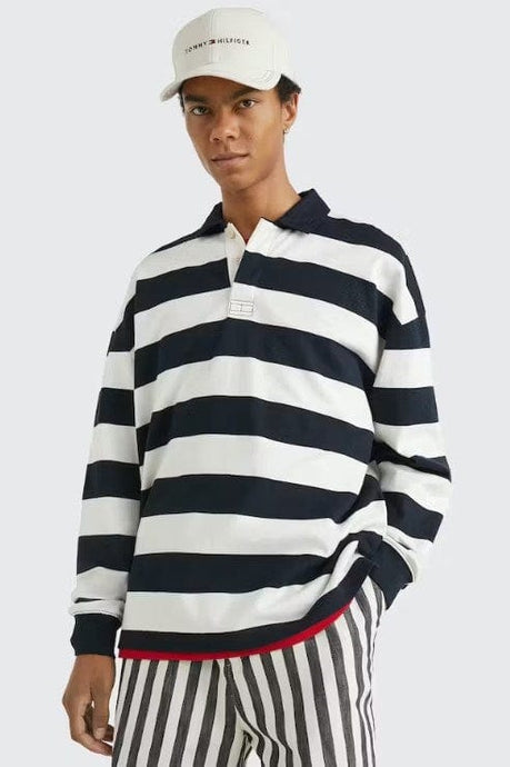 Tommy Hilfiger Mens Block Stripe Archive Fit Rugby Shirt