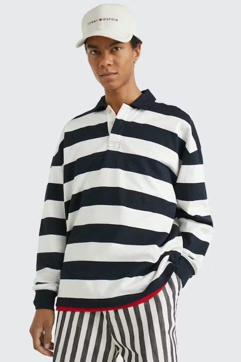 Tommy Hilfiger Mens Block Stripe Archive Fit Rugby Shirt