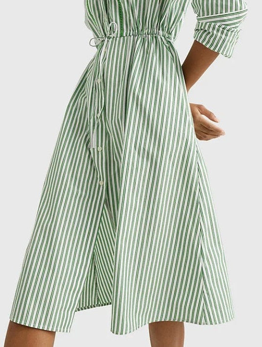 Tommy Hilfiger Womens Stripe Midi Shirt Dress