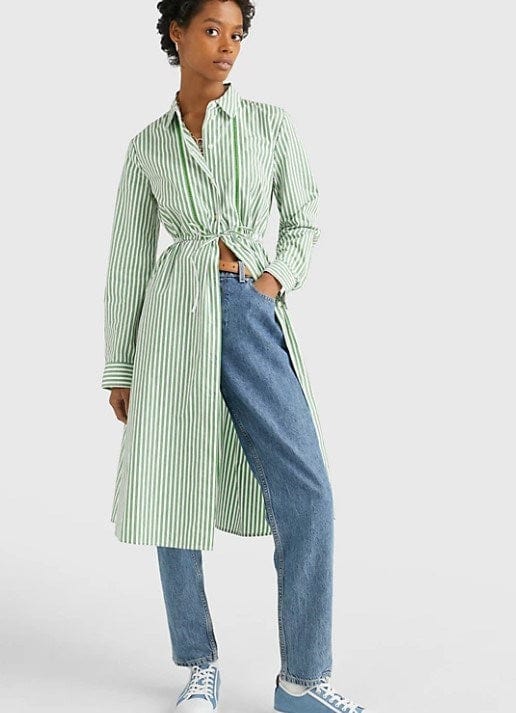 Load image into Gallery viewer, Tommy Hilfiger Womens Stripe Midi Shirt Dress
