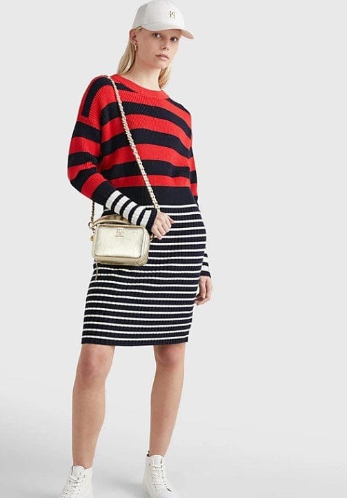 Load image into Gallery viewer, Tommy Hilfiger Womens Colour Blocked Stripe Relaxed Sweater
