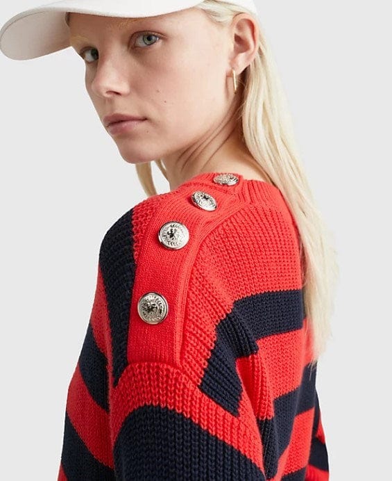 Load image into Gallery viewer, Tommy Hilfiger Womens Colour Blocked Stripe Relaxed Sweater
