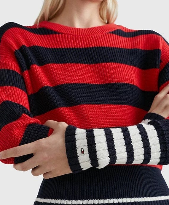 Load image into Gallery viewer, Tommy Hilfiger Womens Colour Blocked Stripe Relaxed Sweater
