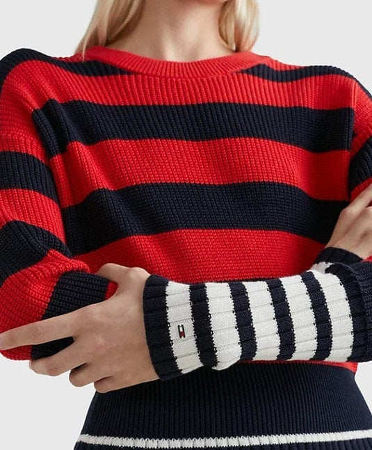 Tommy Hilfiger Womens Colour Blocked Stripe Relaxed Sweater