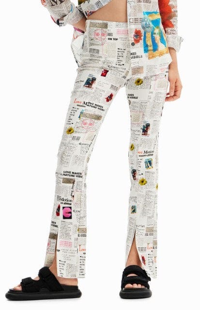 Desigual Womens Newspaper Slit Trousers