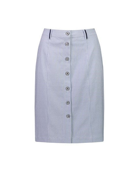 Vassalli Womens Knee Length Skirt With Contrast Buttons and Trim