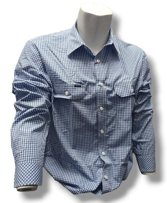 Pilbara Collection Mens Y/D Check, Dual Pocket, Long Sleeve Shirt