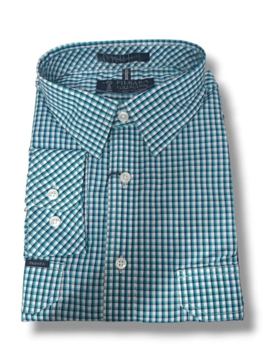 Load image into Gallery viewer, Pilbara Collection Mens Y/D Check, Dual Pocket, Long Sleeve Shirt
