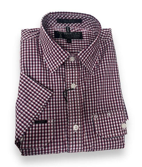 Pilbara Mens Y/D Check Dual Pocket Short Sleeve Shirt