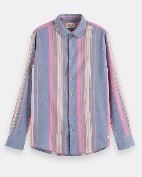 Load image into Gallery viewer, Scotch &amp; Soda Mens Regular-Fit Crinkled Voile Shirt
