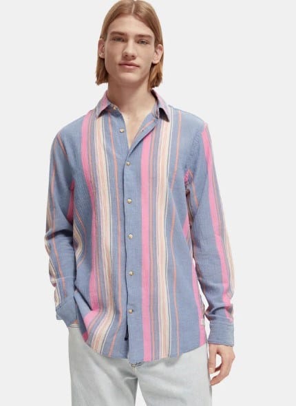 Load image into Gallery viewer, Scotch &amp; Soda Mens Regular-Fit Crinkled Voile Shirt
